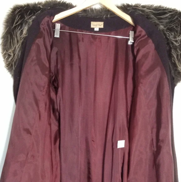 Midnight Velvet Vintage longline wool dress coat with fur trim women's size 14 - Picture 10 of 14